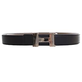 Hermès-Hermès Black Epsom and Swift Constance H Reversible Belt-Other,Taupe