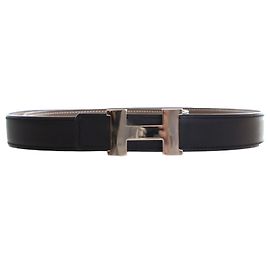 Ceinture réversible Constance H en Epsom et Swift noir d'Hermès Autre Taupe