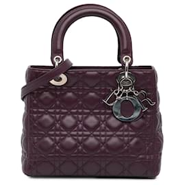 Dior-Dior Purple Medium Lambskin Cannage Lady Dior-Other,Purple
