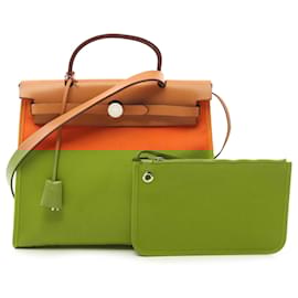 Hermès-Hermès Orange Toile Herbag Zip 31-Other