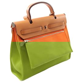 Hermès-Hermès Orange Toile Herbag Zip 31-Other