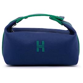 Hermès-Hermès Blue Small Toile Bride A Brac-Blue,Other
