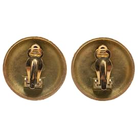 Chanel-Chanel Gold Gold Plated CC Round Clip On Earrings-Golden