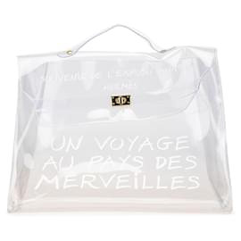 Hermès-Hermès White Vinyl Souvenir De L Exposition Kelly Handbag-White