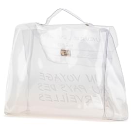 Hermès-Hermès White Vinyl Souvenir De L Exposition Kelly Handbag-White