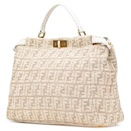 Fendi-Fendi Brown Large Zucca Corda Iconic Peekaboo Satchel-Brown,Other