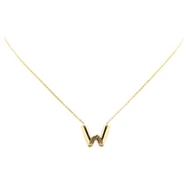 Louis Vuitton-Louis Vuitton Gold Gold Plated LV and Me Letter W Pendant Necklace-Golden