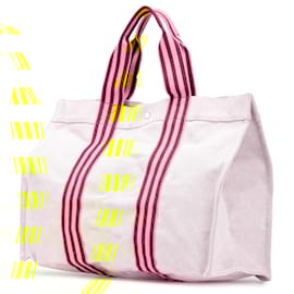 Hermès-Hermès Brown Toile Bora Bora Tote GM-Brown,Beige