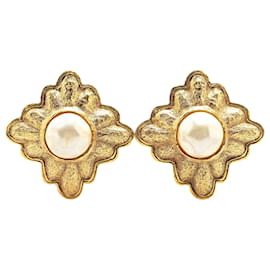 Chanel-Chanel Gold Gold Plated Faux Pearl Clip on Earrings-Golden,Other