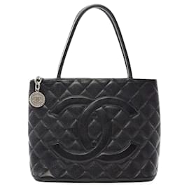 Chanel-Chanel Black Caviar Medallion Tote -Black