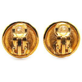 Chanel-Chanel Gold Gold Plated CC Round Clip on Earrings-Golden