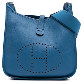 Hermès-Hermès Blue Clemence Evelyne III GM-Blue