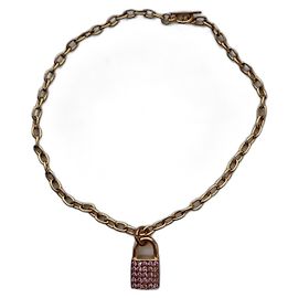 Colar de corrente Padlock Versace Mulher em ouro com cristais rosa Rosa Gold hardware