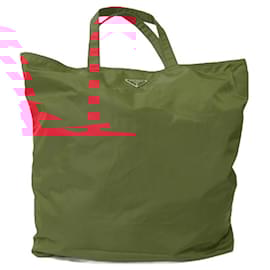Prada-Prada Tessuto Nylon Studded Robot Tote Bag-Red