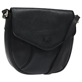 Autre Marque-Burberrys Shoulder Bag Leather Black Gold Auth BA1100-Black,Golden