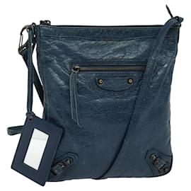 Autre Marque-BOTTEGA VENETA Classic Flat Shoulder Bag Leather Blue Auth bs24746-Blue