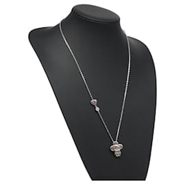 Louis Vuitton-LOUIS VUITTON Pendant Vivienne Necklace metal Silver M00831 LV Auth 118463-Silvery