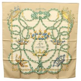 Hermès-HERMES Carre 90 Scarf ""LE SACRE du PRINTEMPS"" Silk Beige Auth ar13363-Beige