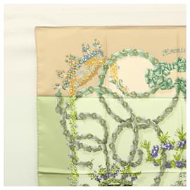 Hermès-HERMES Carre 90 Scarf ""LE SACRE du PRINTEMPS"" Silk Beige Auth ar13363-Beige