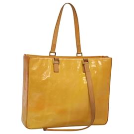 Louis Vuitton-LOUIS VUITTON Monogram Vernis Columbus Tote Bag Lime Yellow M91047 Auth th5893-Golden