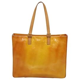 Louis Vuitton-LOUIS VUITTON Monogram Vernis Columbus Tote Bag Lime Yellow M91047 Auth th5893-Golden