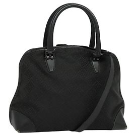 BALLY Hand Bag Nylon 2way Black Silver Auth ti2995 Black Silvery