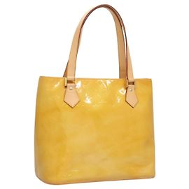 LOUIS VUITTON Monogram Vernis Houston Sac à Main Beige M91004 LV Auth ep8736 Beige