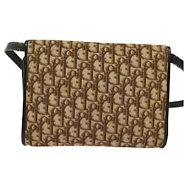 Christian Dior-Christian Dior Trotter Canvas Shoulder Bag Brown Gold Auth 118537-Brown,Golden