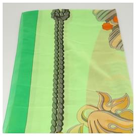 Hermès-HERMES Large Format Scarf Silk Green Auth bs24222-Green