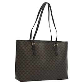 Céline-CELINE Macadam Canvas Tote Bag PVC Leather Black Gold Auth 119522-Black,Golden