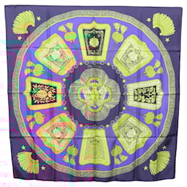 Hermès-HERMES Carre 90 Scarf ""Poste et Cavalerie"" Silk Navy Auth am8154-Navy blue