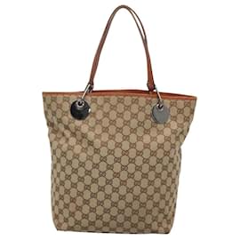 Gucci-GUCCI GG Canvas Tote Bag Beige 120836 Auth bs24535-Beige