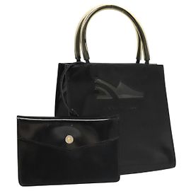 Sac à main Salvatore Ferragamo en cuir verni noir Auth 120390 Noir