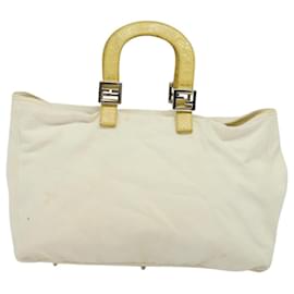 Fendi-FENDI Hand Bag Canvas White Silver Auth ti3016-Silvery,White
