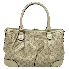 Gucci-GUCCI GG Canvas Guccissima Tote Bag Leather 2way Gold 247902 Auth BA1402-Golden