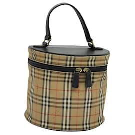 Autre Marque-Burberrys Nova Check Vanity Pouch Canvas Beige Gold Auth 120056-Beige,Golden