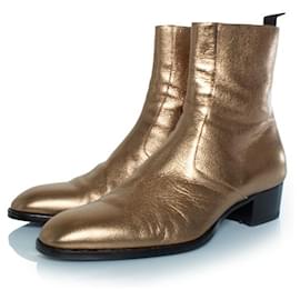 Saint Laurent-Saint Laurent, Metallic gold Wyatt boots-Golden