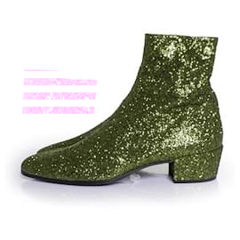 Saint Laurent-Saint Laurent, Red glitter Caleb zippered boots-Red