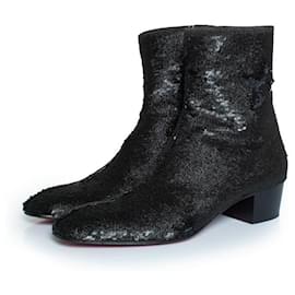 Christian Louboutin-Christian Louboutin, Huston glitter ankle boots-Black