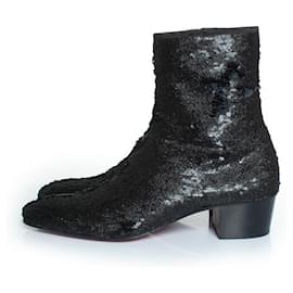 Christian Louboutin-Christian Louboutin, Huston glitter ankle boots-Black