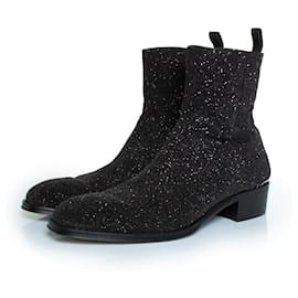 Alexander Mcqueen-Alexander McQueen, Glitter ankle boots in black-Black