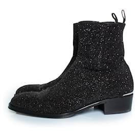 Alexander Mcqueen-Alexander McQueen, Glitter ankle boots in black-Black