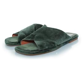 Dries Van Noten-Dries van Noten, Velour slides in green-Green