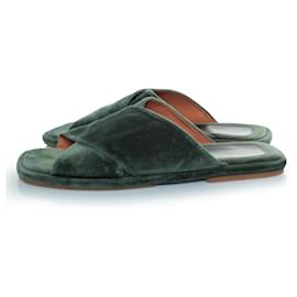 Dries Van Noten-Dries van Noten, Velour slides in green-Green