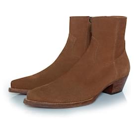 Saint Laurent-Saint Laurent, Lukas suede boots in brown-Brown
