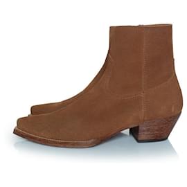 Saint Laurent-Saint Laurent, Lukas suede boots in brown-Brown