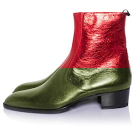 Saint Laurent-Saint Laurent, Metallic red Wyatt boots-Red