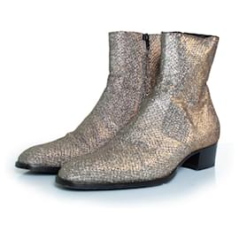 Saint Laurent-Saint Laurent, Glitter Wyatt boots viper night fw16-Silvery,Golden