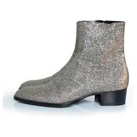 Saint Laurent-Saint Laurent, Glitter Wyatt boots viper night fw16-Silvery,Golden