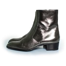 Saint Laurent-Saint Laurent, Metallic silver Wyatt boots-Silvery
